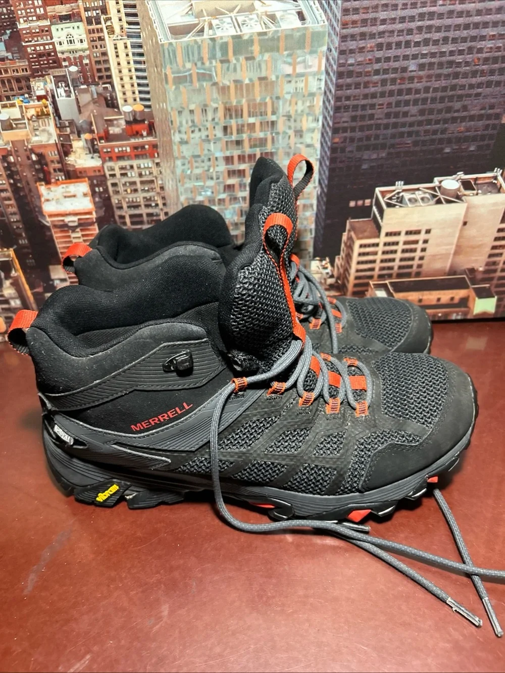 Merrell Black and Orange Men's Mid-Top Hiking Boots